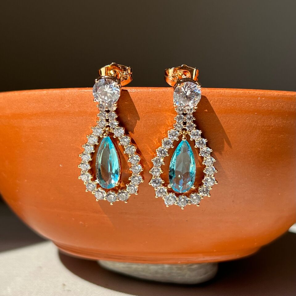 Aquamarine taş pırlanta montür xuping küpe
