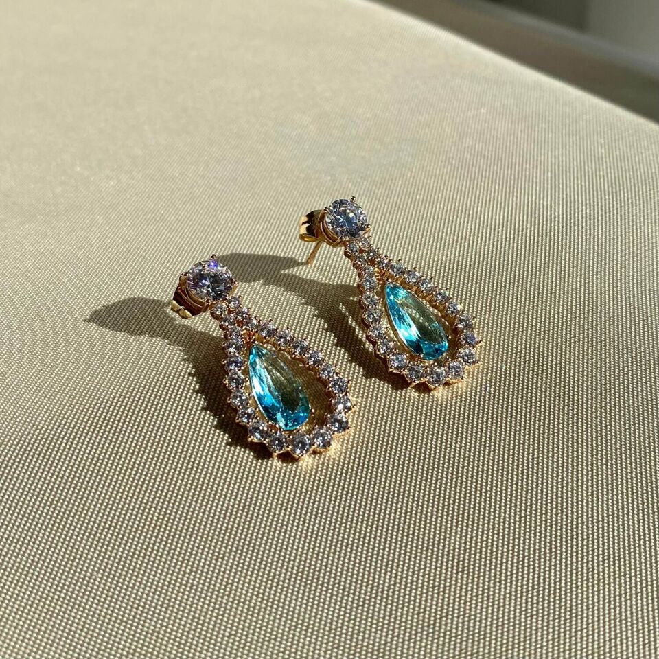Aquamarine taş pırlanta montür xuping küpe