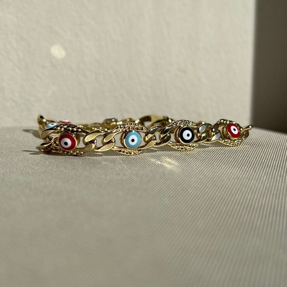 Altın işçiliği mineli nazar göz xuping bileklik