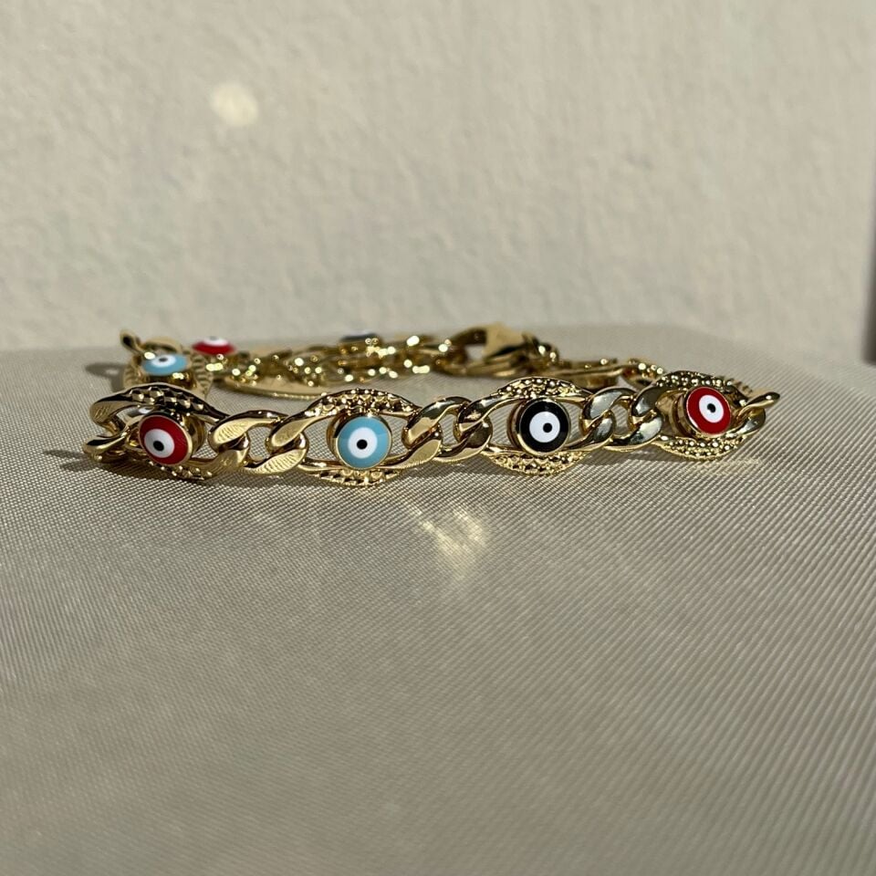 Altın işçiliği mineli nazar göz xuping bileklik