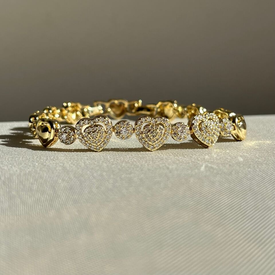 Pırlanta işçiliği kalp xuping bileklik