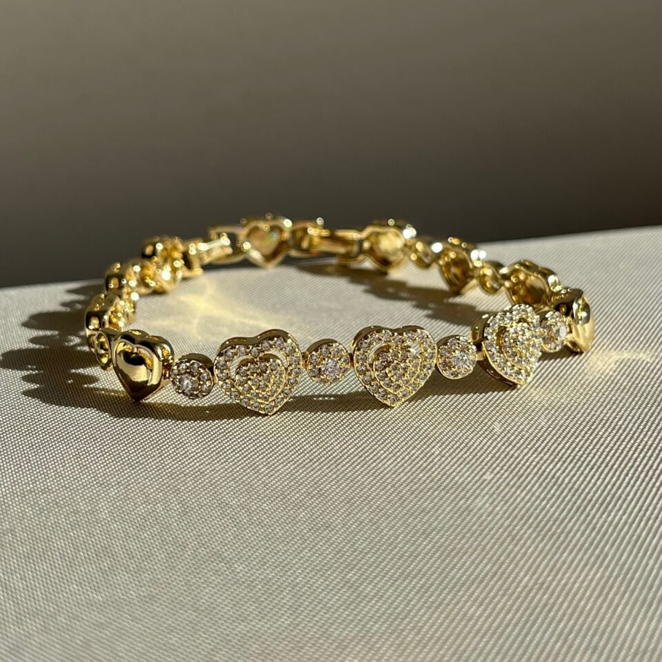 Pırlanta işçiliği kalp xuping bileklik