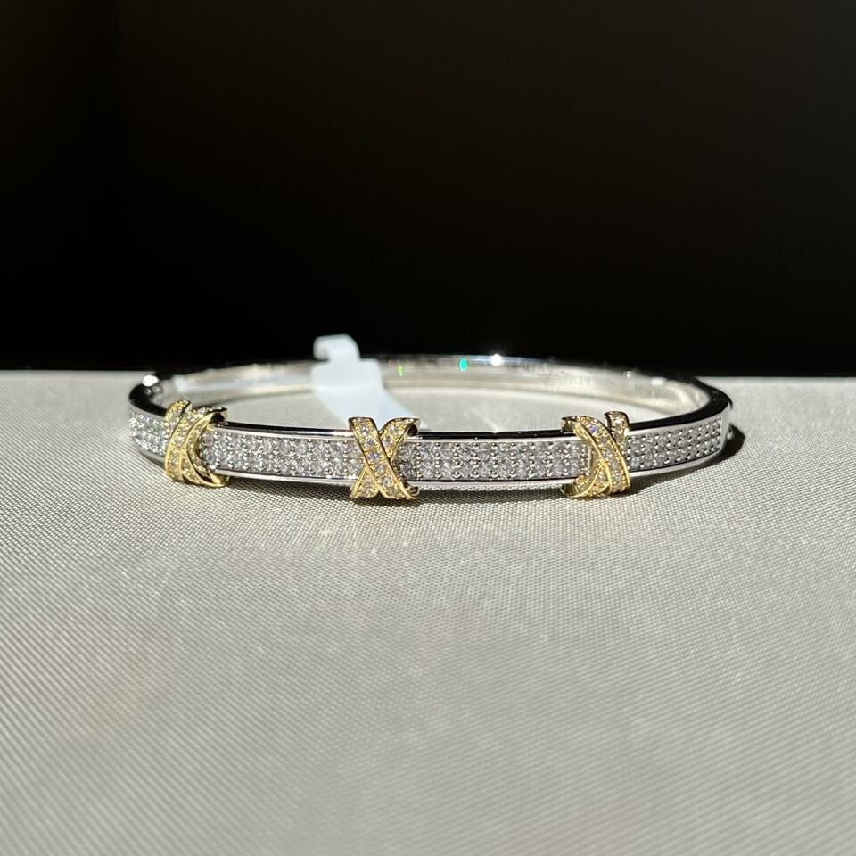 Pırlanta montür çift renk vıp kelepçe