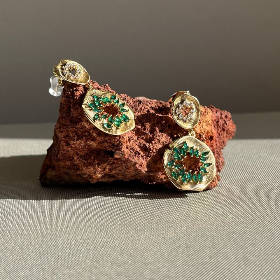 Zümrüt taş pırlanta işçiliği xuping küpe