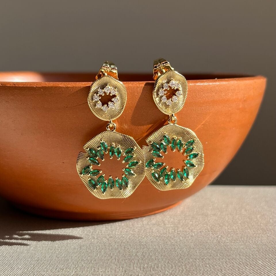 Zümrüt taş pırlanta işçiliği xuping küpe