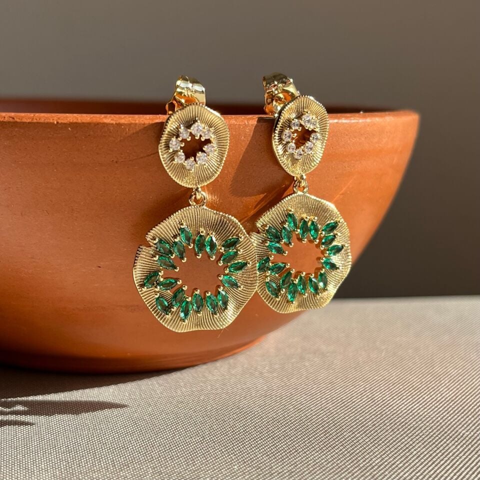 Zümrüt taş pırlanta işçiliği xuping küpe