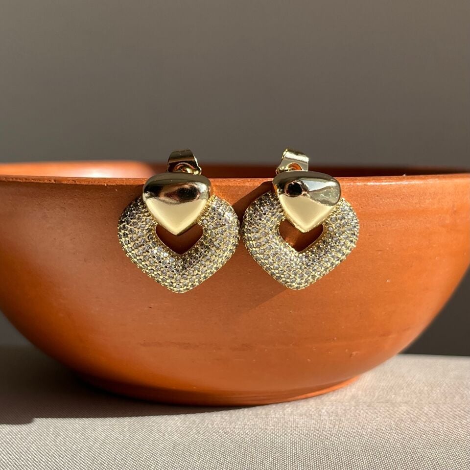 Pırlanta işçiliği kalp figür xuping küpe