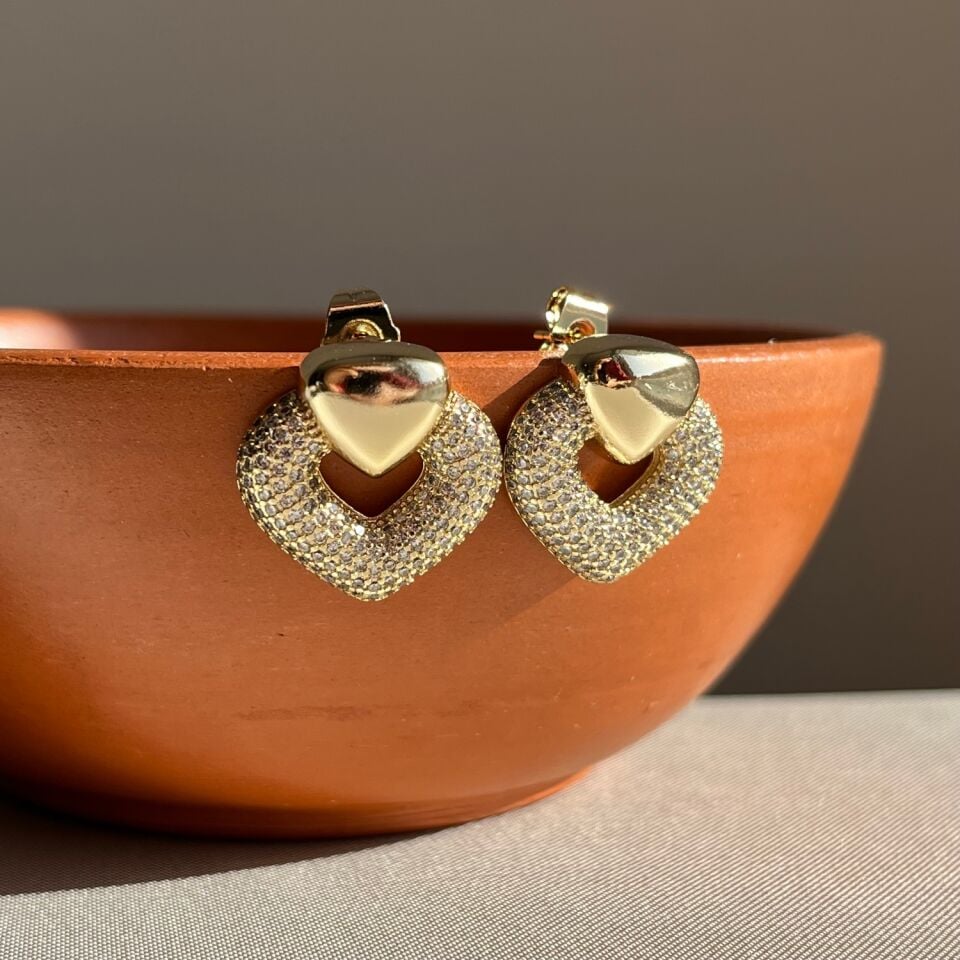 Pırlanta işçiliği kalp figür xuping küpe