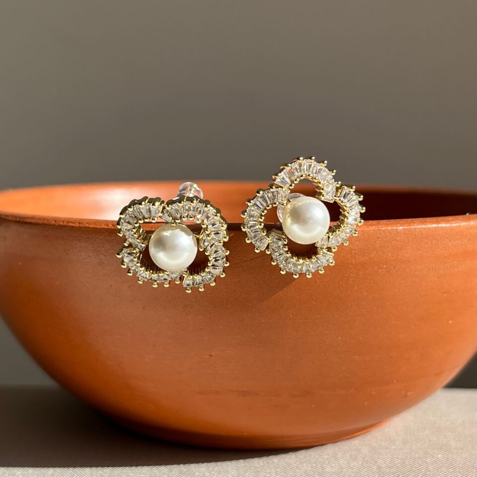 Baget pırlanta montür inci xuping küpe