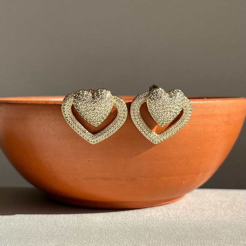 Pırlanta işçiliği çıkarılabilir charmlı kalp xuping küpe