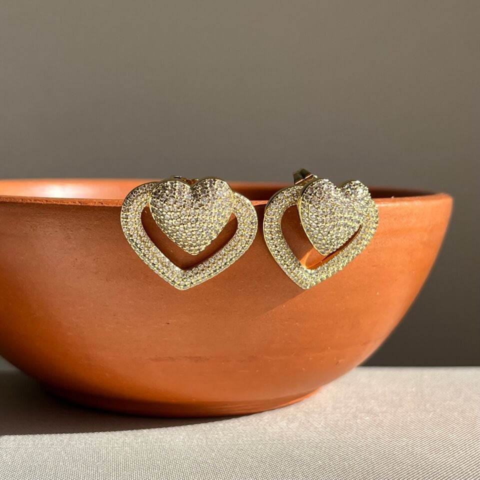 Pırlanta işçiliği çıkarılabilir charmlı kalp xuping küpe