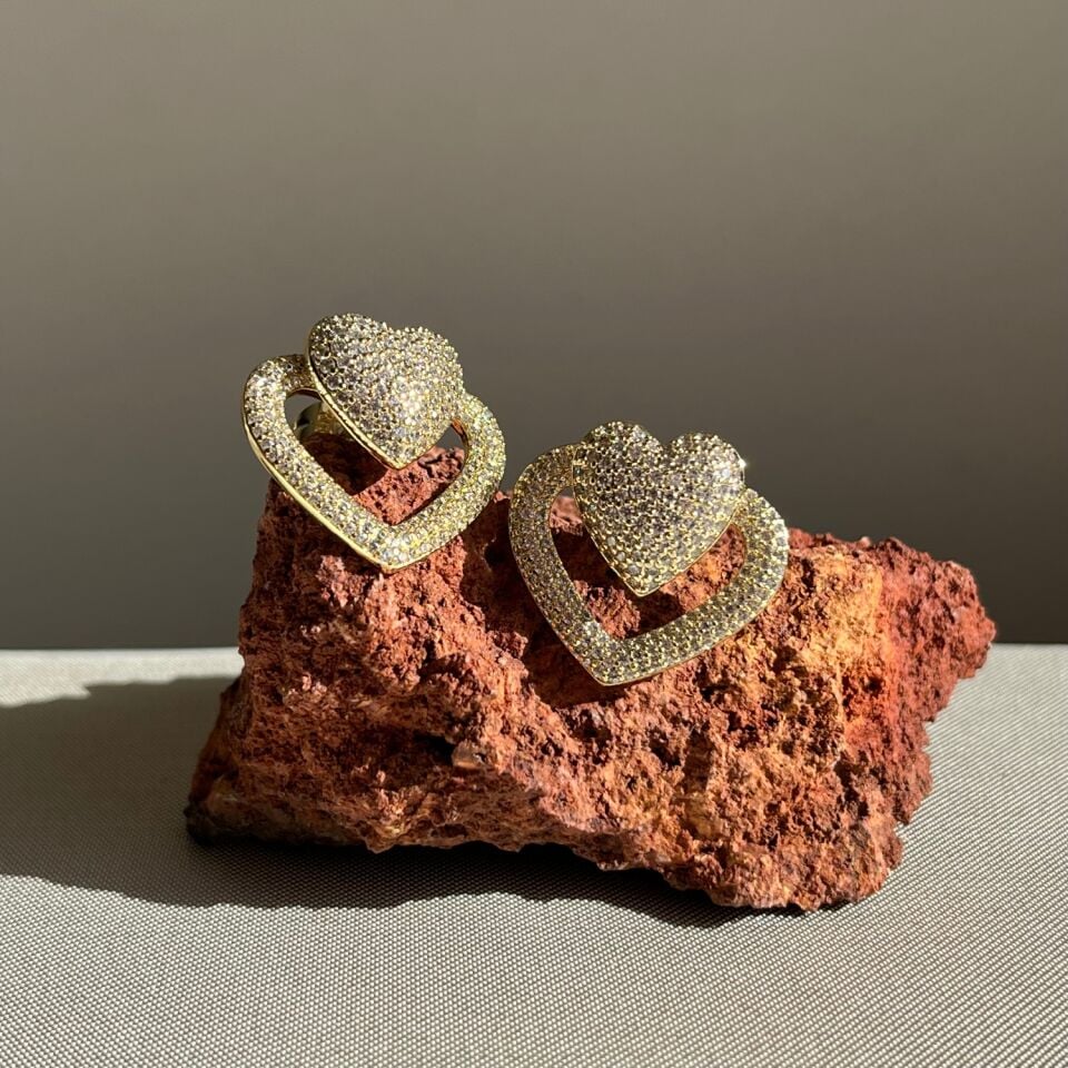 Pırlanta işçiliği çıkarılabilir charmlı kalp xuping küpe