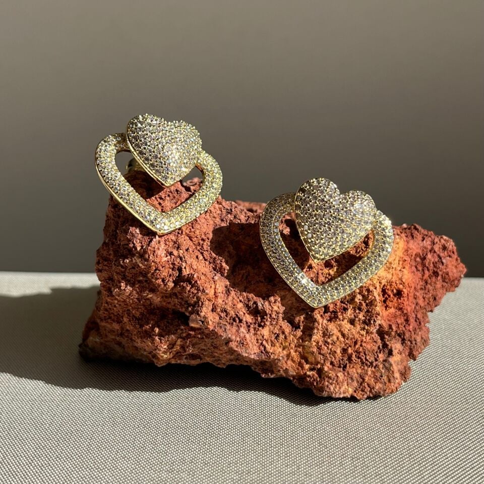 Pırlanta işçiliği çıkarılabilir charmlı kalp xuping küpe