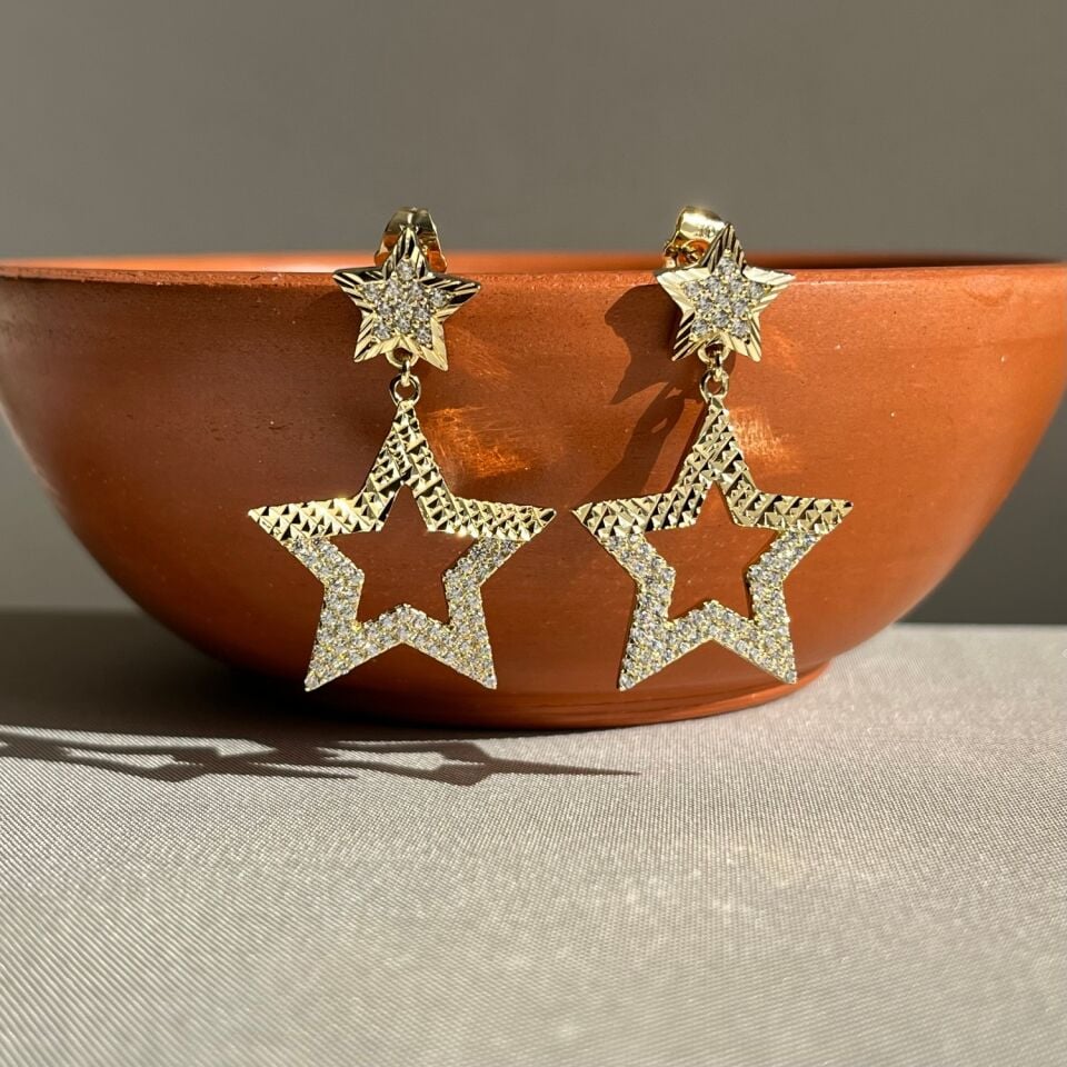 Pırlanta işçiliği yıldız xuping küpe