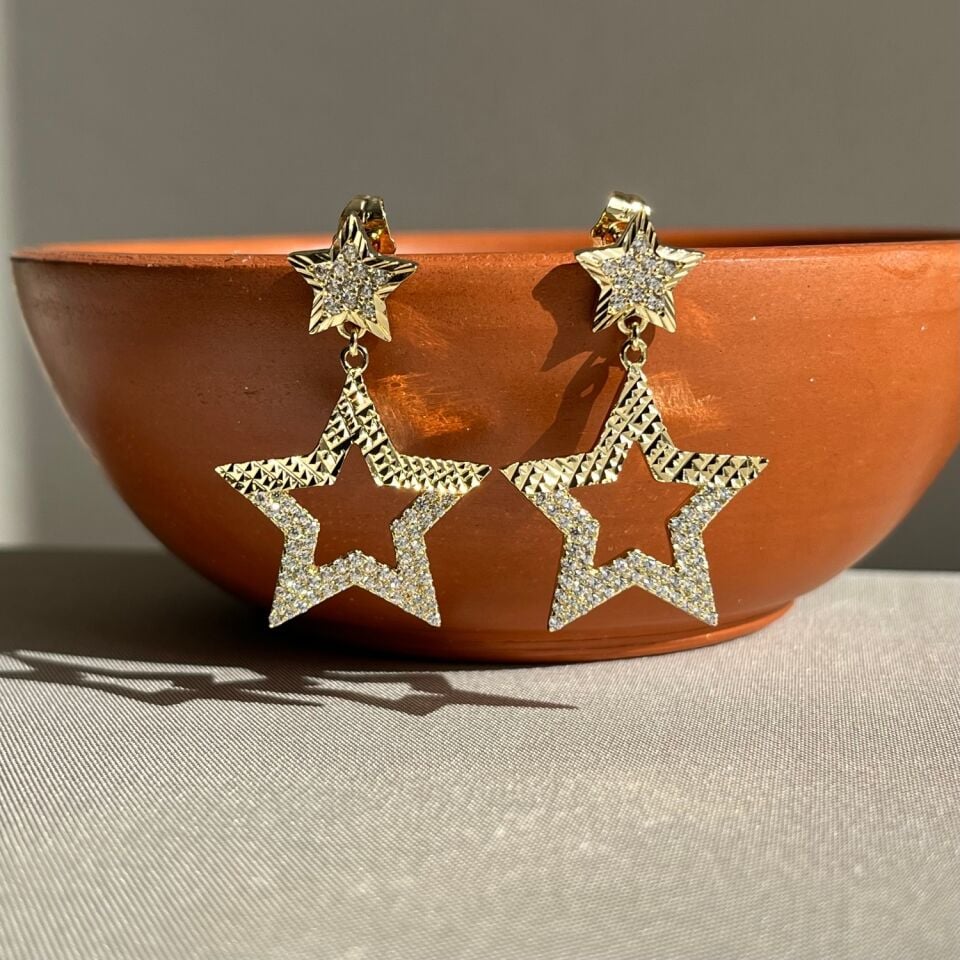 Pırlanta işçiliği yıldız xuping küpe