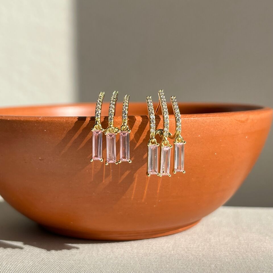 Pembe pırlanta montür sallantılı xuping küpe