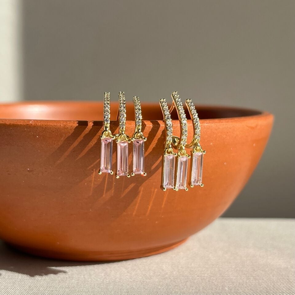 Pembe pırlanta montür sallantılı xuping küpe