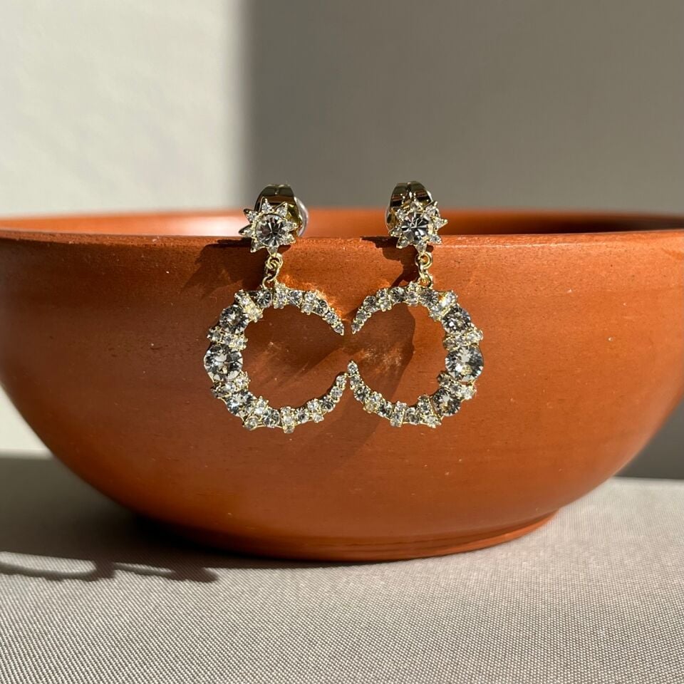 Pırlanta işçiliği yarımay xuping küpe