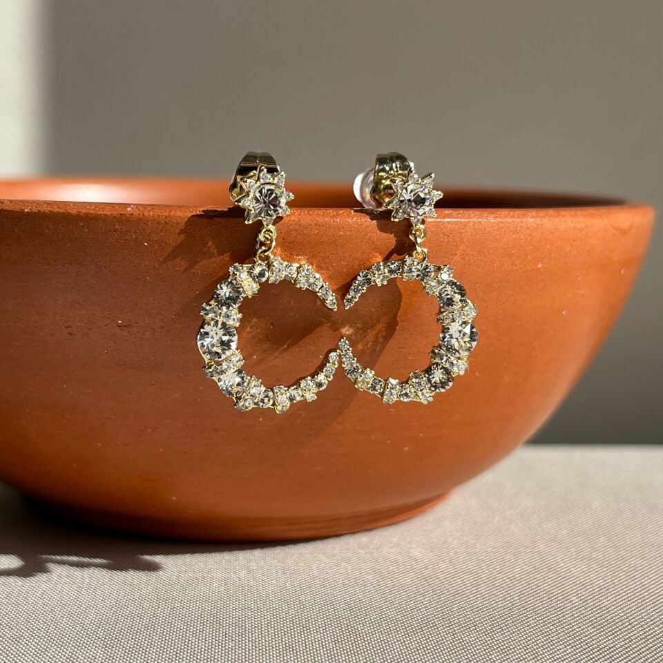 Pırlanta işçiliği yarımay xuping küpe