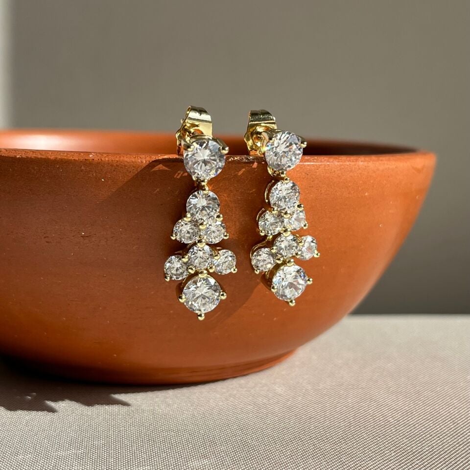 Round pırlanta montür mücevher işçiliği xuping küpe