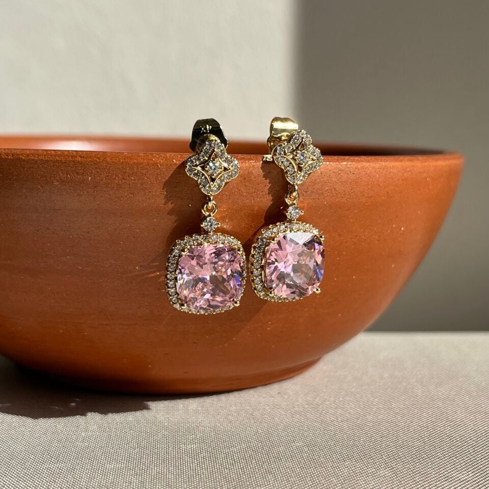 Pembe prenses pırlanta montür xuping küpe