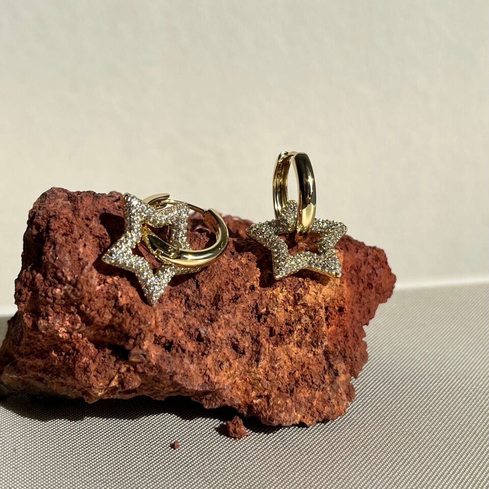 Pırlanta işçiliği sallantılı yıldız xuping küpe