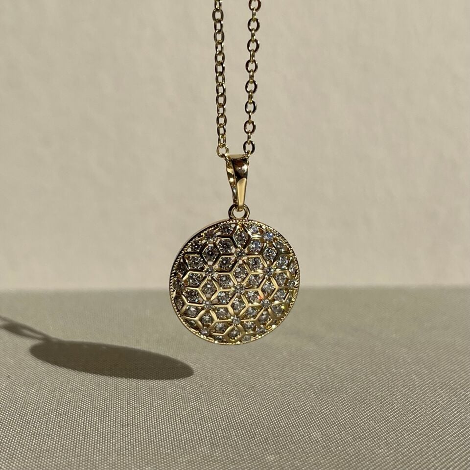 İçi dolu round pırlanta montür xuping kolye