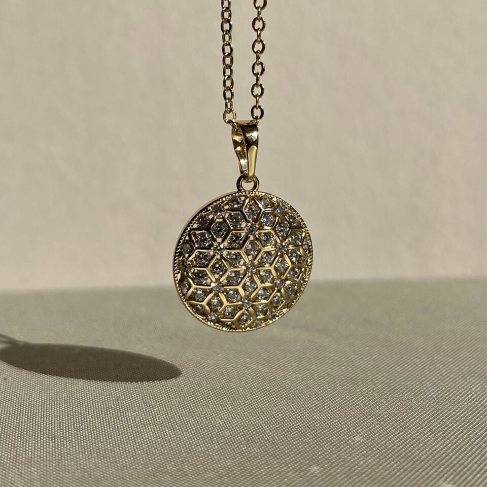 İçi dolu round pırlanta montür xuping kolye