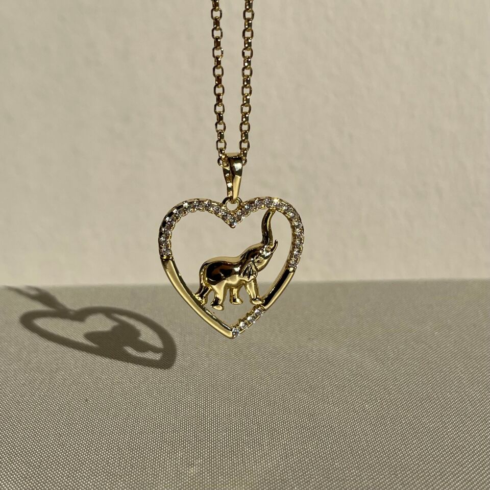 Pırlanta işçiliği fil figür kalpli xuping kolye