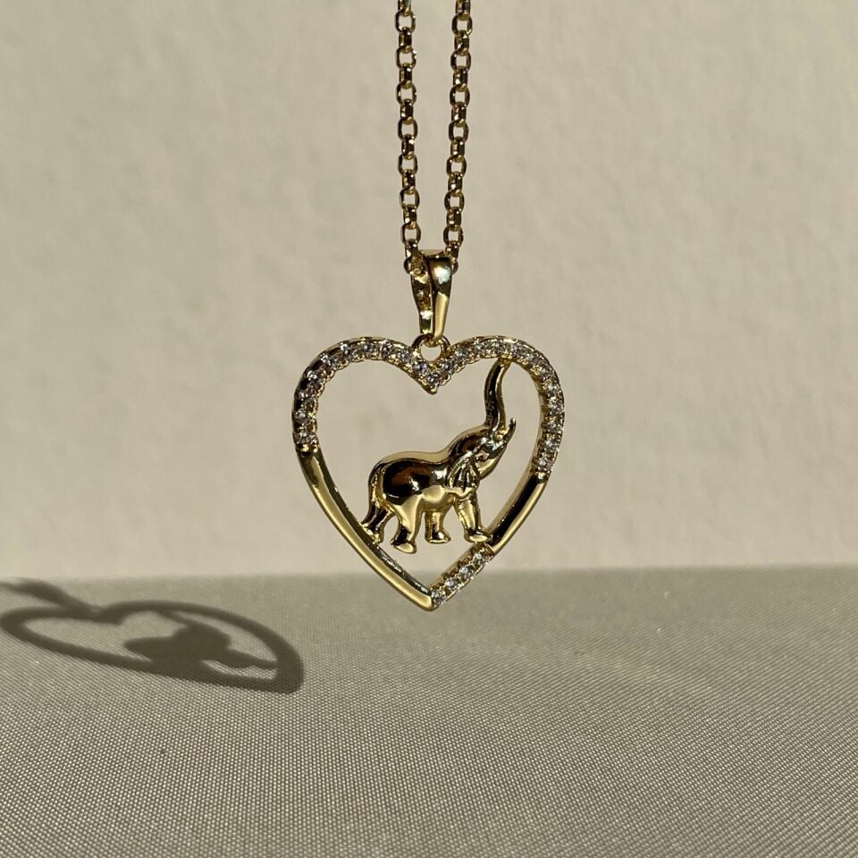 Pırlanta işçiliği fil figür kalpli xuping kolye