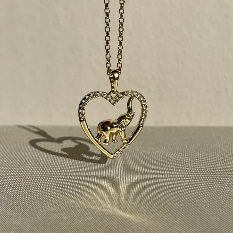Pırlanta işçiliği fil figür kalpli xuping kolye