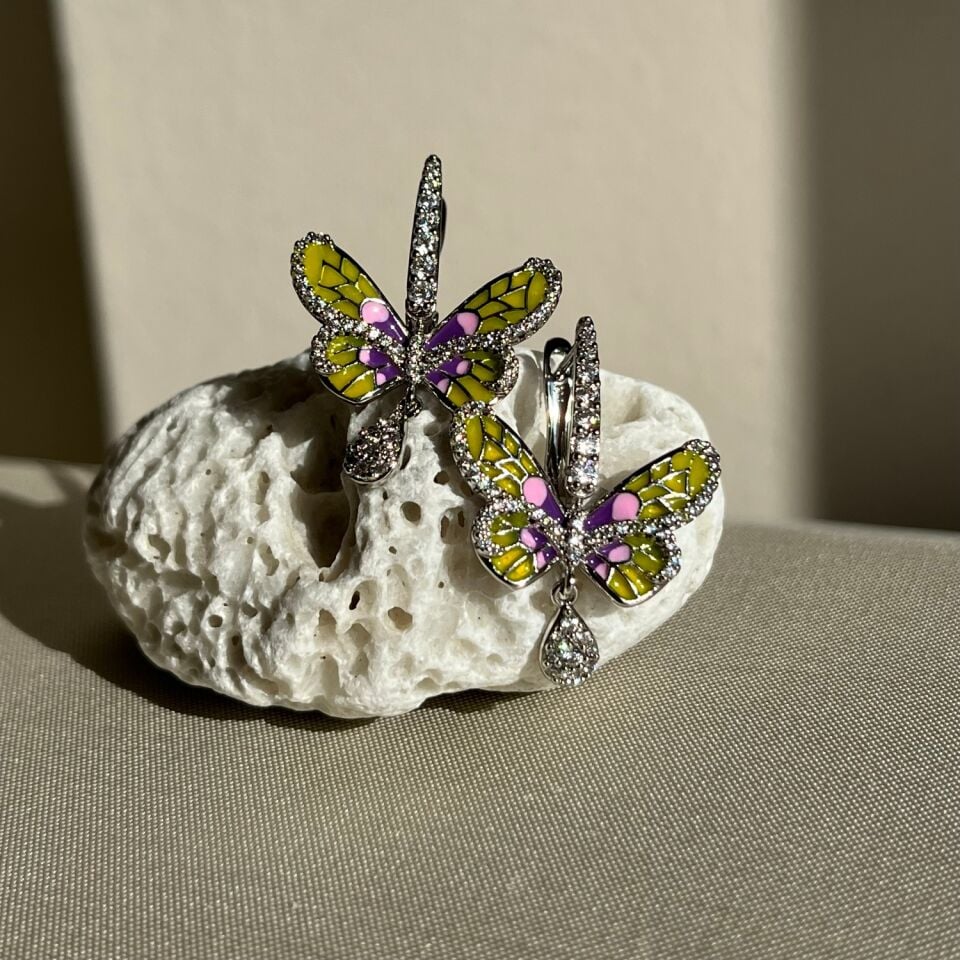 Pırlanta işçiliği mineli kelebek xuping küpe