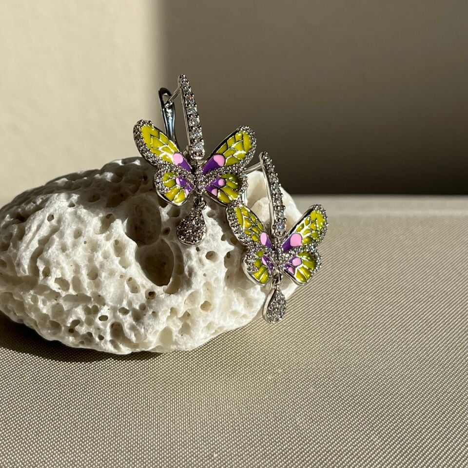 Pırlanta işçiliği mineli kelebek xuping küpe