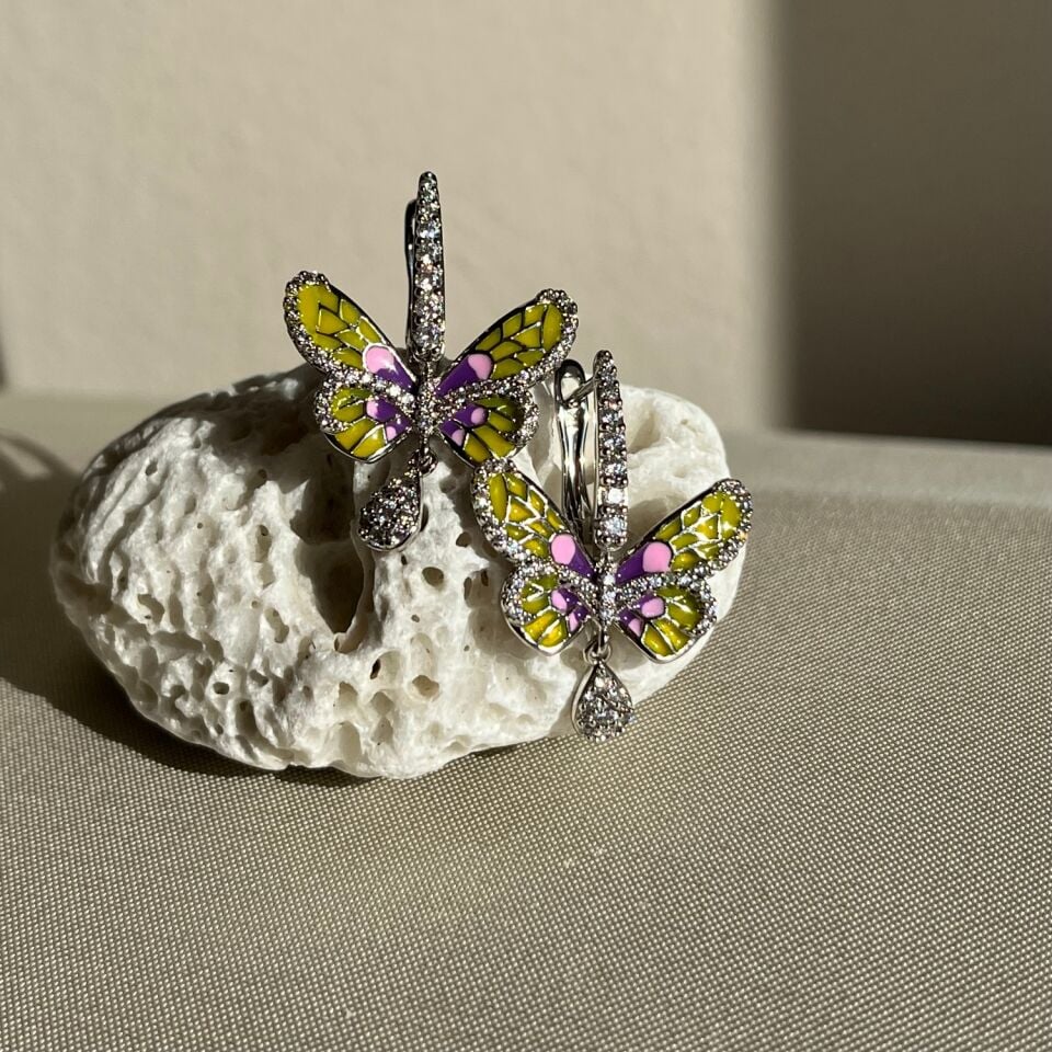 Pırlanta işçiliği mineli kelebek xuping küpe