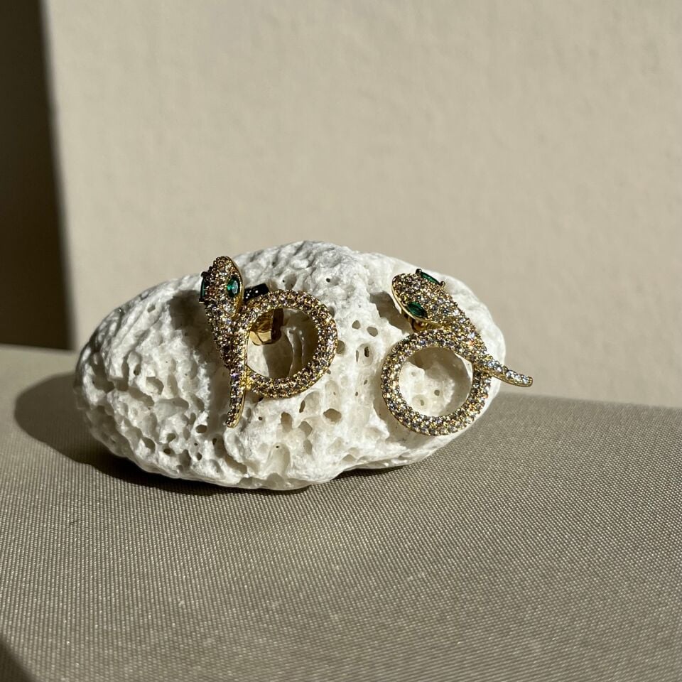 Zümrüt göz yılan figür pırlanta işçiliği xuping küpe