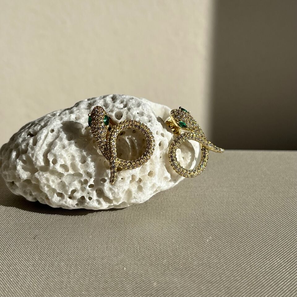 Zümrüt göz yılan figür pırlanta işçiliği xuping küpe