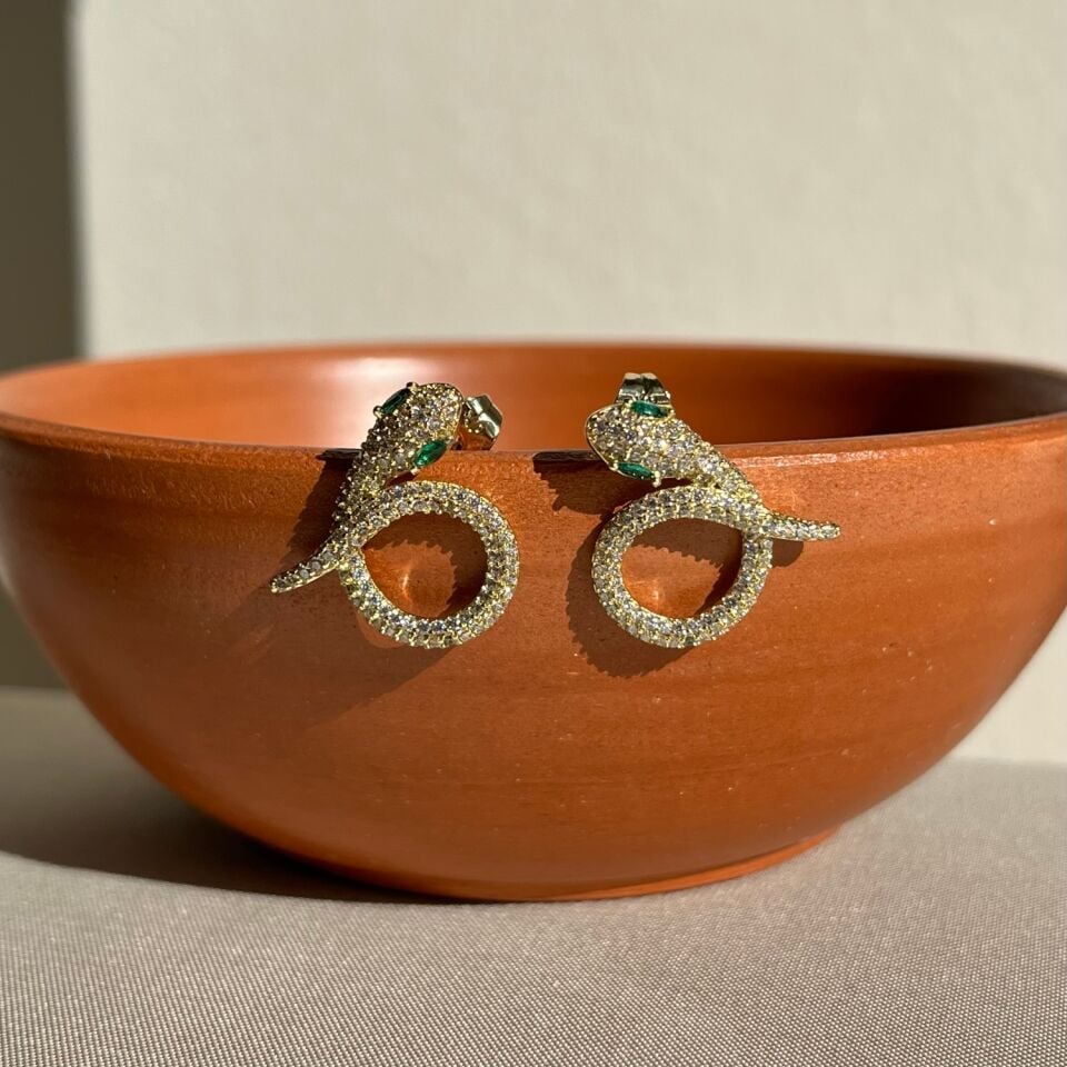 Zümrüt göz yılan figür pırlanta işçiliği xuping küpe