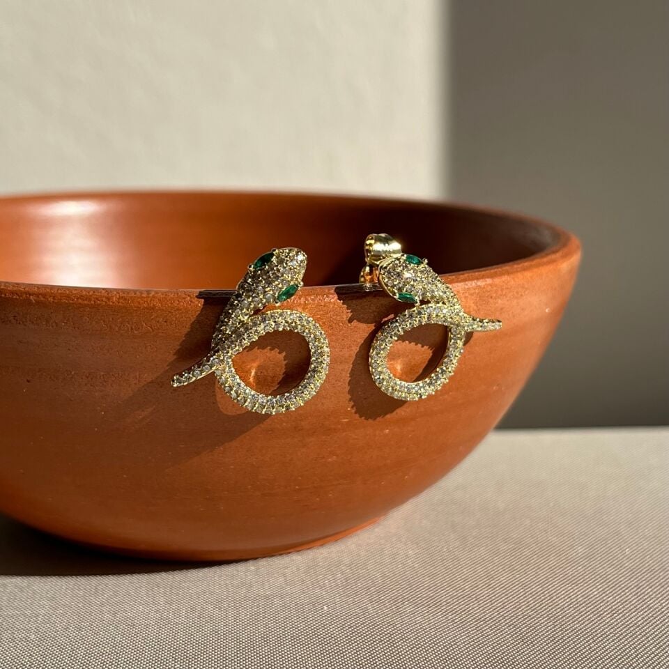 Zümrüt göz yılan figür pırlanta işçiliği xuping küpe