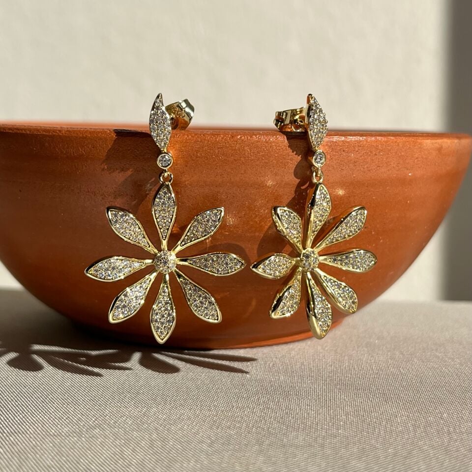 Pırlanta işçiliği sallantılı çiçek xuping küpe