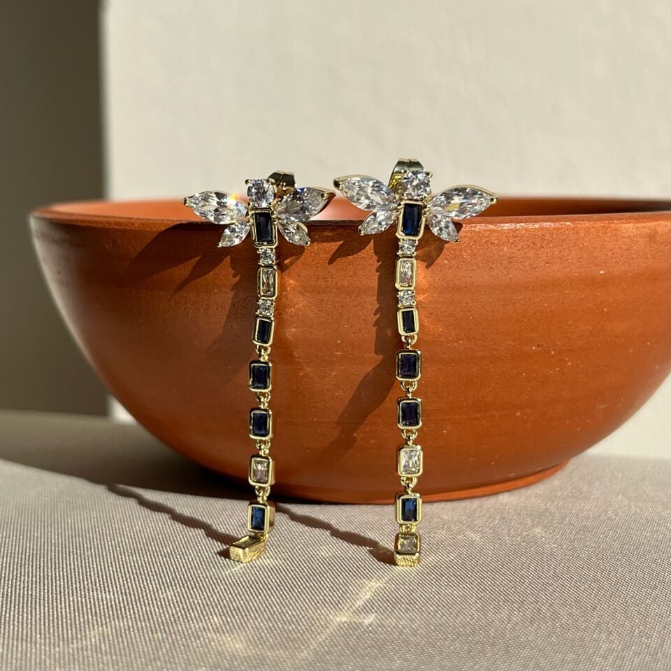 Safir & baget pırlanta montür yusufcuk xuping küpe