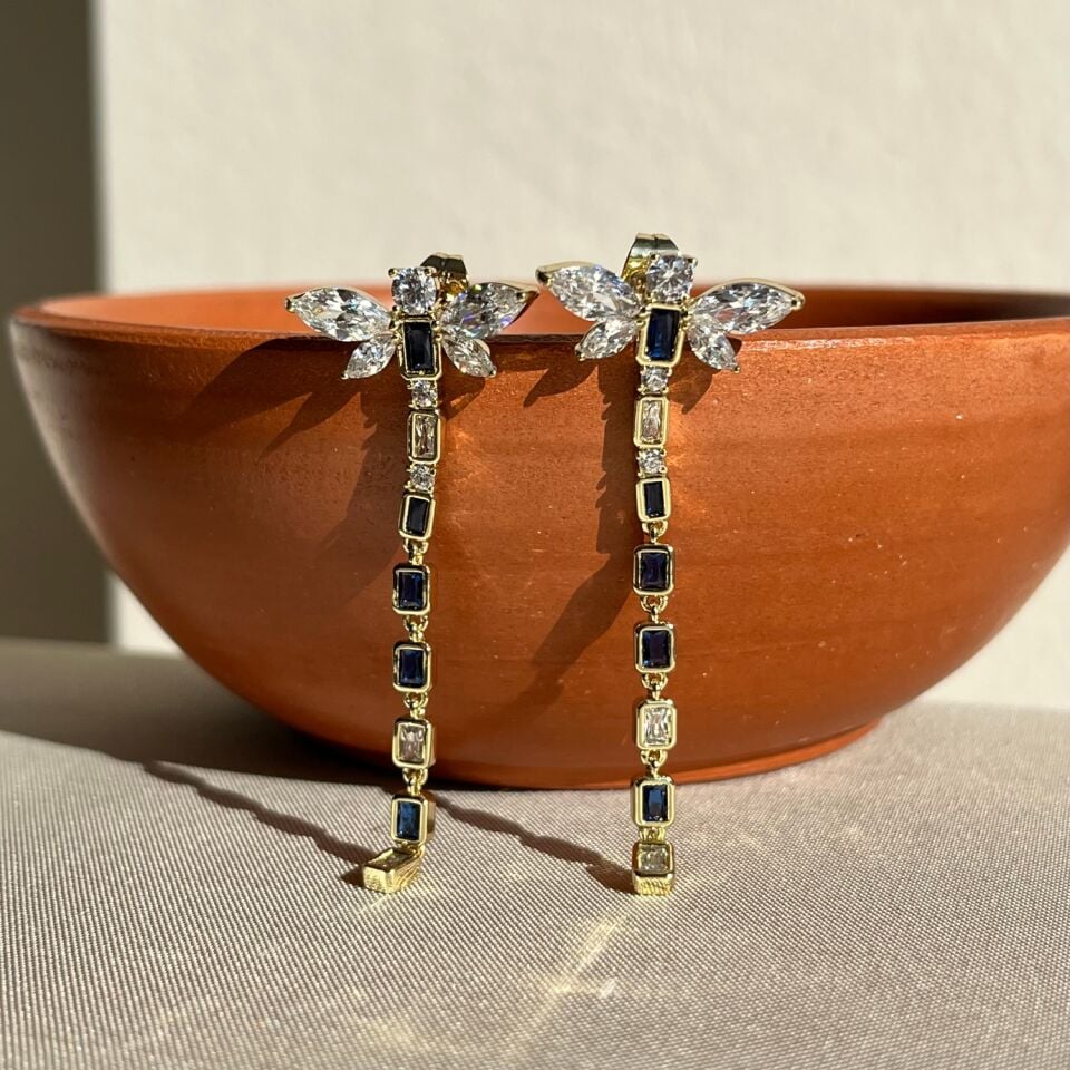 Safir & baget pırlanta montür yusufcuk xuping küpe