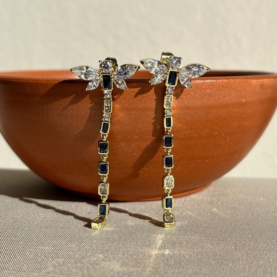 Safir & baget pırlanta montür yusufcuk xuping küpe