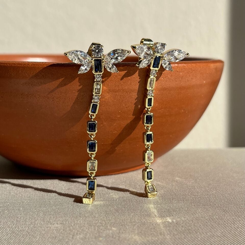 Safir & baget pırlanta montür yusufcuk xuping küpe